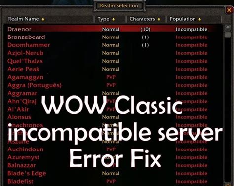 Wow servers say incompatible - Dec 13, 2023 · It means your client needs an update to work on the current version of the servers. Restart Bnet or your PC to download the update. Did that and the download is greyed out. Got it fixed. Took awhile, but I got it. Thanks for the help. I tried logging on and all the servers say, “Incompatible”. 
